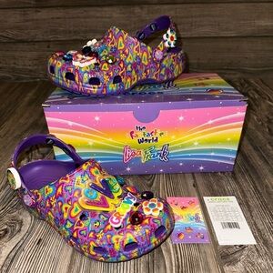 Lisa Frank Neon Putple Classic Colorful Heart Pattern Clogs with Charms Sold Out